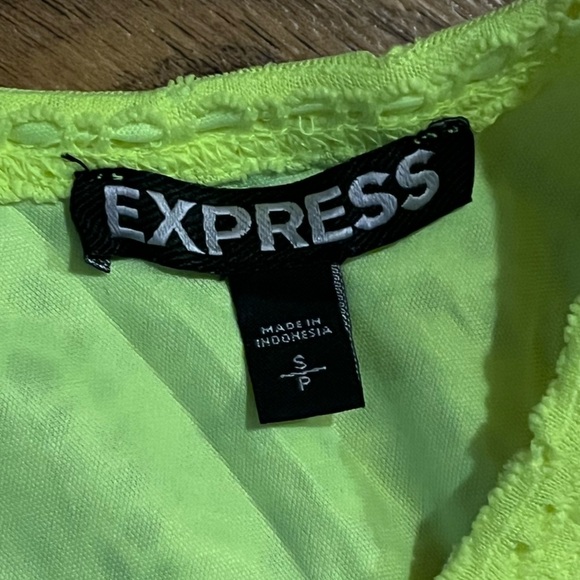 Express Neon Yellow Lace Mini Dress - Picture 5 of 5